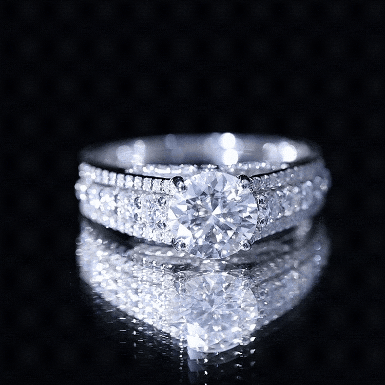 Lab Grown Diamond Statement Engagement Ring With Side Stones