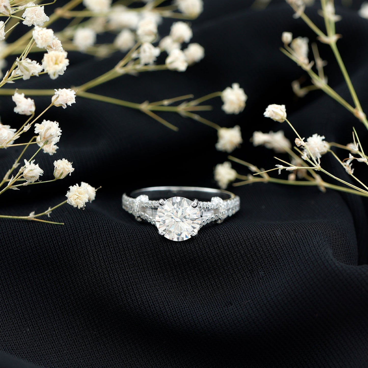 Certified Brilliant Cut Diamond Split Shank Engagement Ring