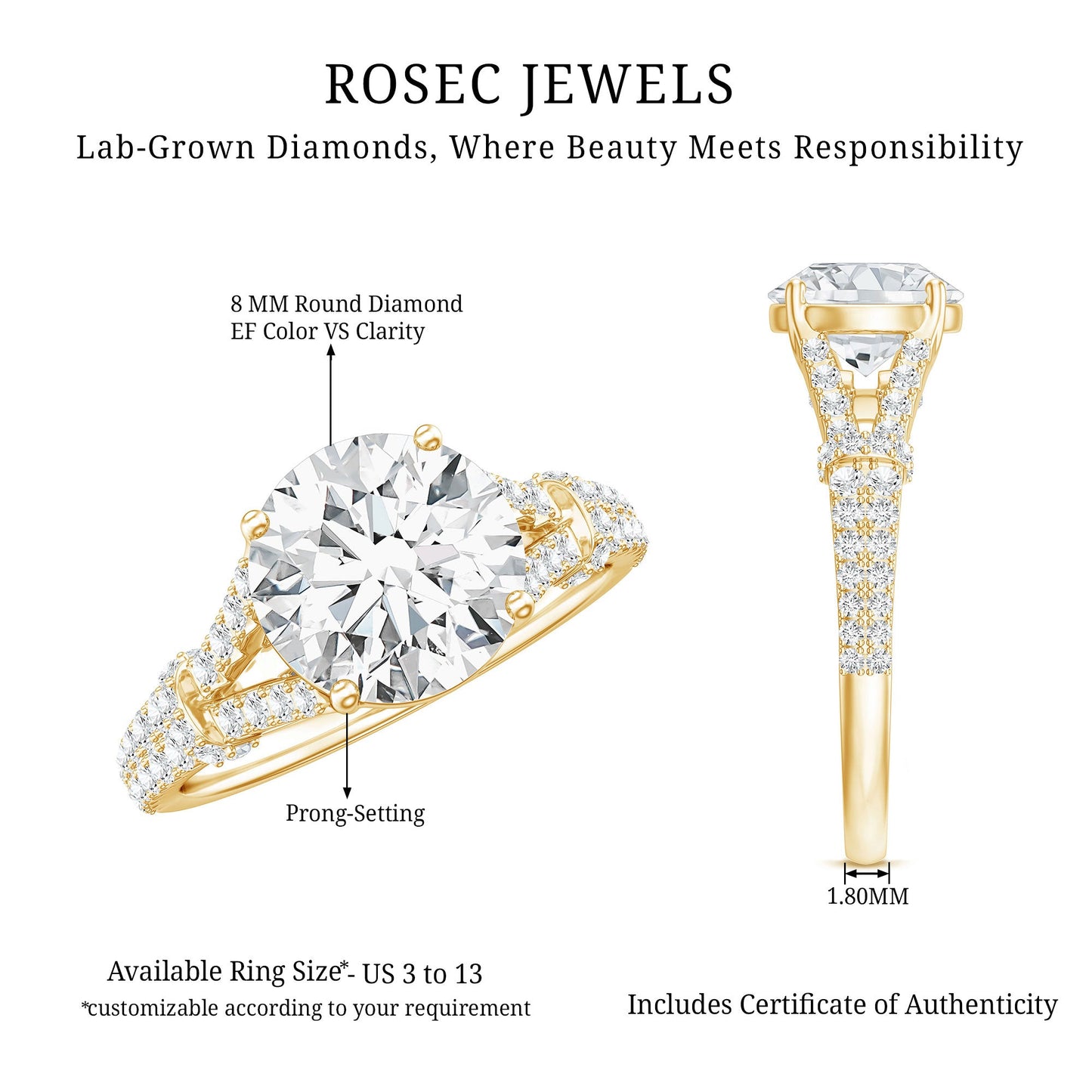 Certified Brilliant Cut Diamond Split Shank Engagement Ring