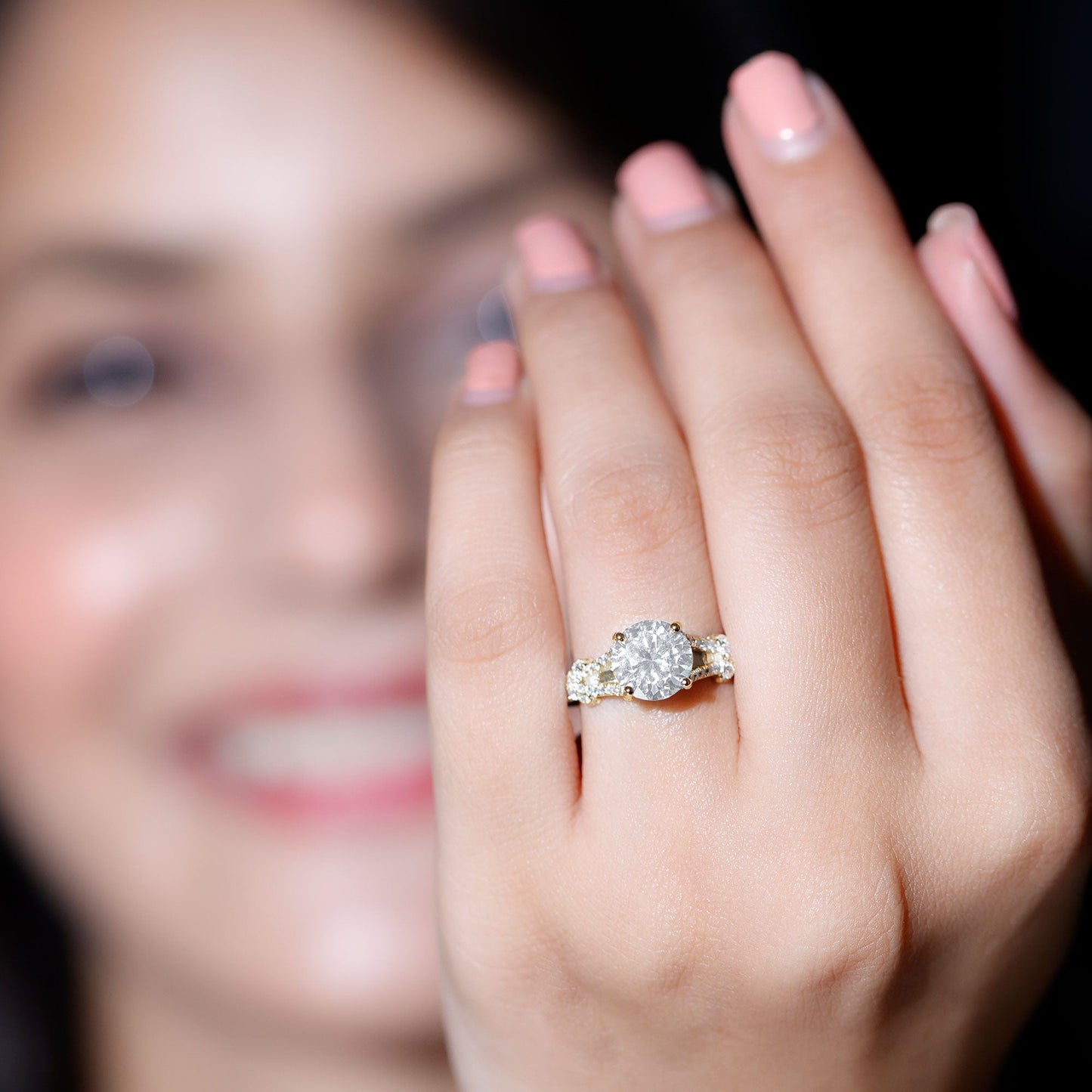 Certified Brilliant Cut Diamond Split Shank Engagement Ring