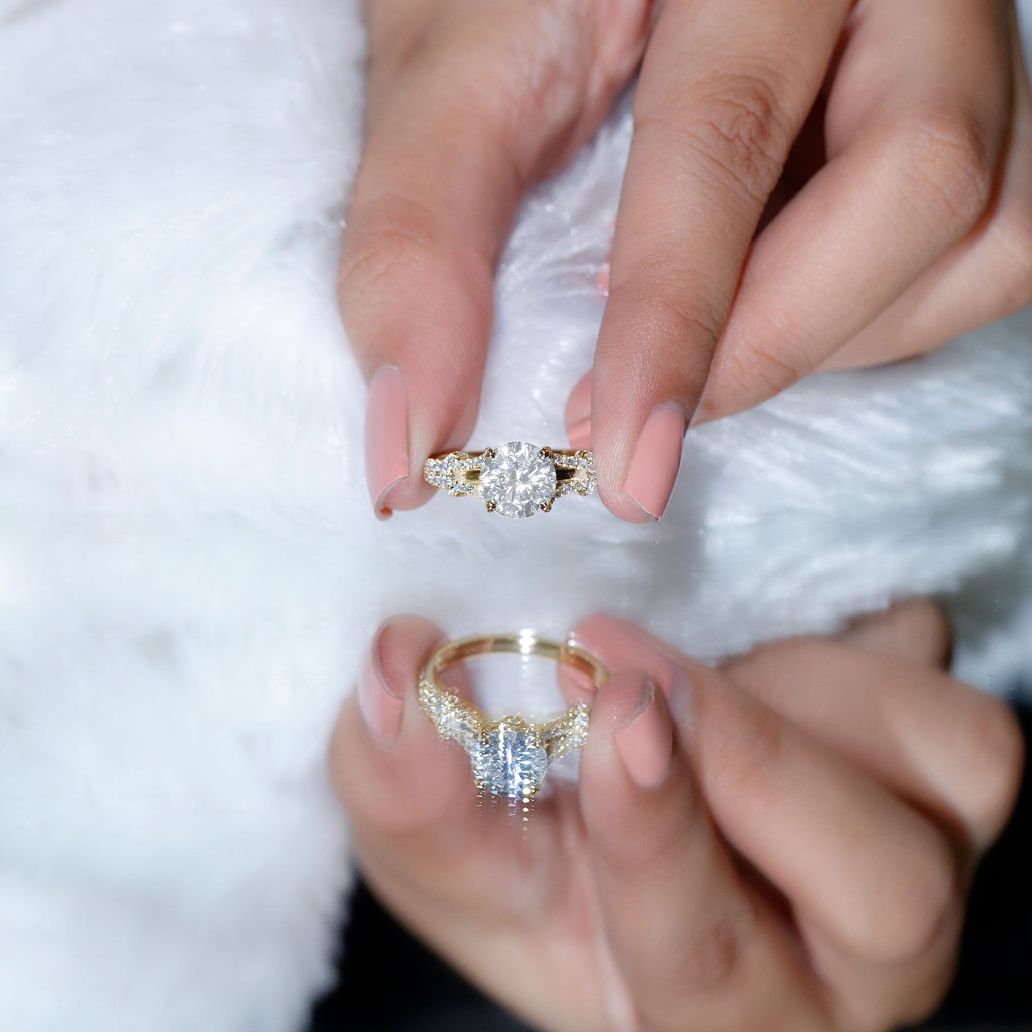 Certified Brilliant Cut Diamond Split Shank Engagement Ring