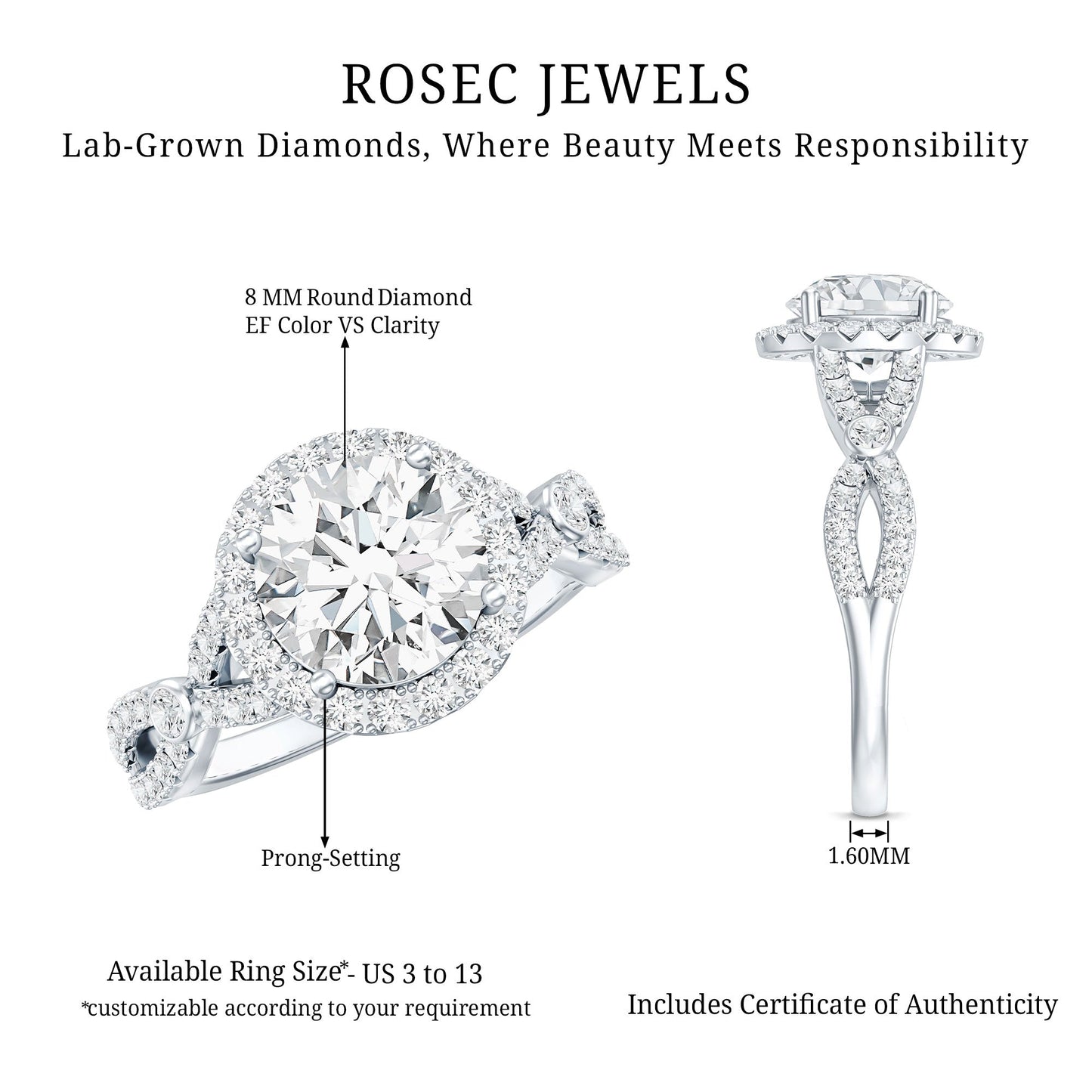 Lab Created Diamond Criss Cross Engagement Ring For Women