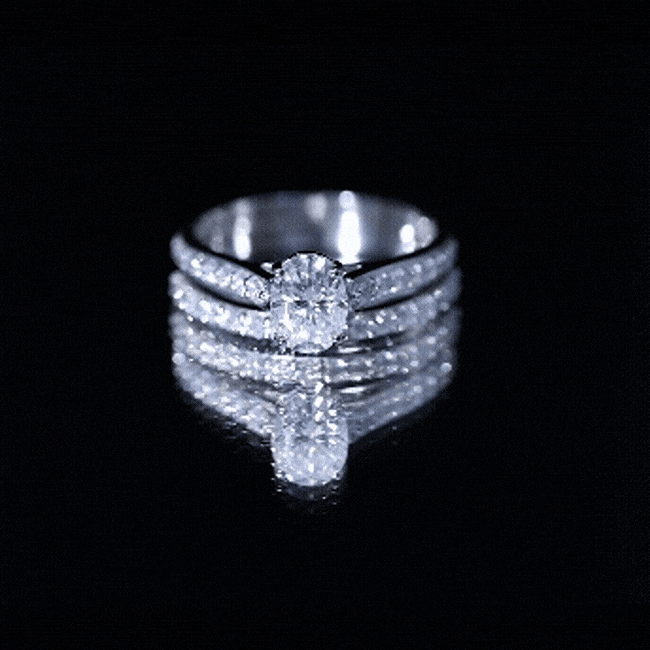1 Carat Oval Lab Created Diamond Solitaire Engagement Ring Set for Women