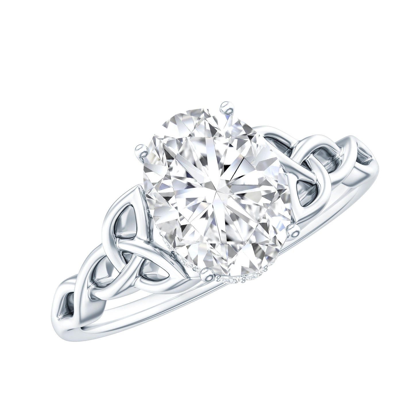 Oval Lab Grown Diamond Hidden Halo Engagement Ring