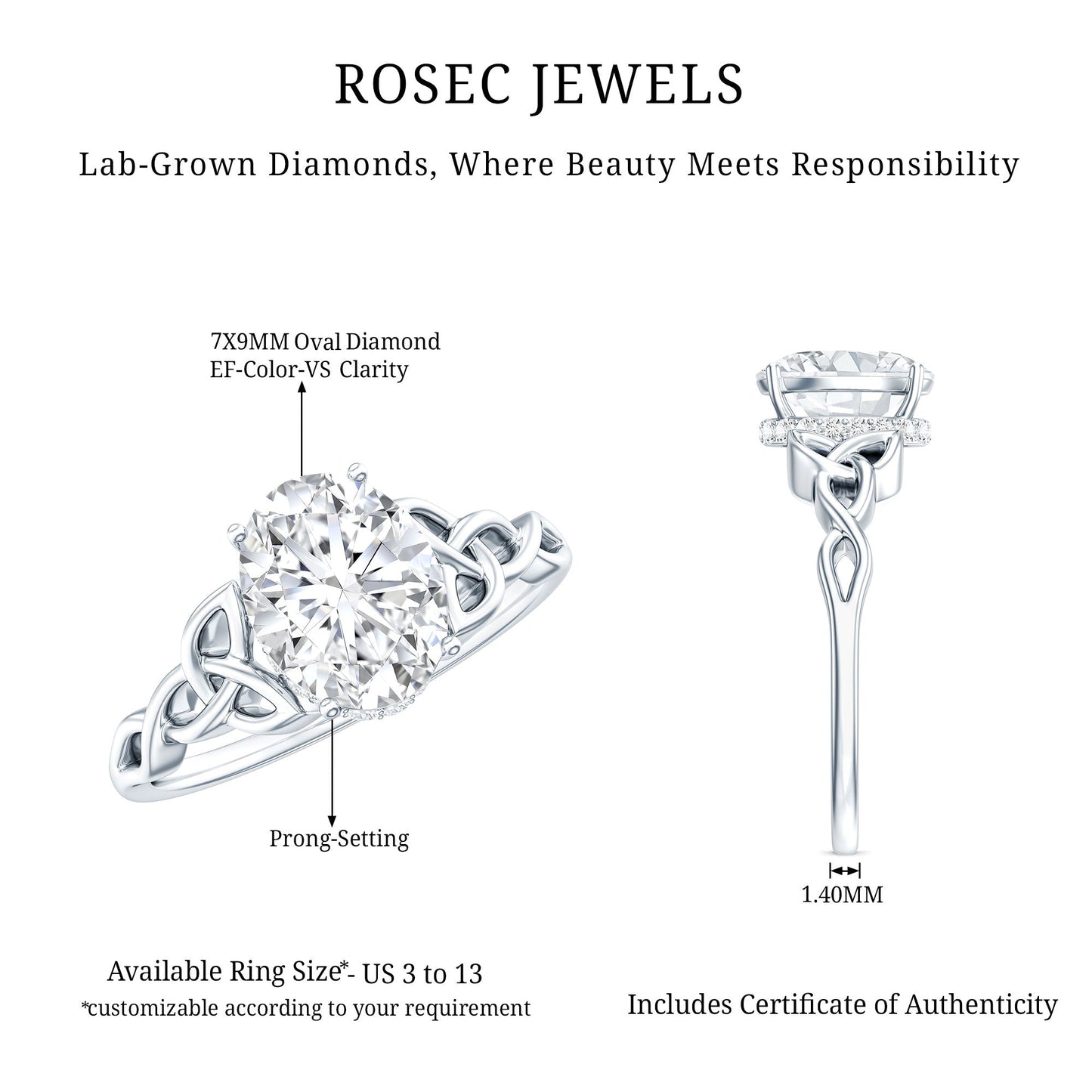 Oval Lab Grown Diamond Hidden Halo Engagement Ring