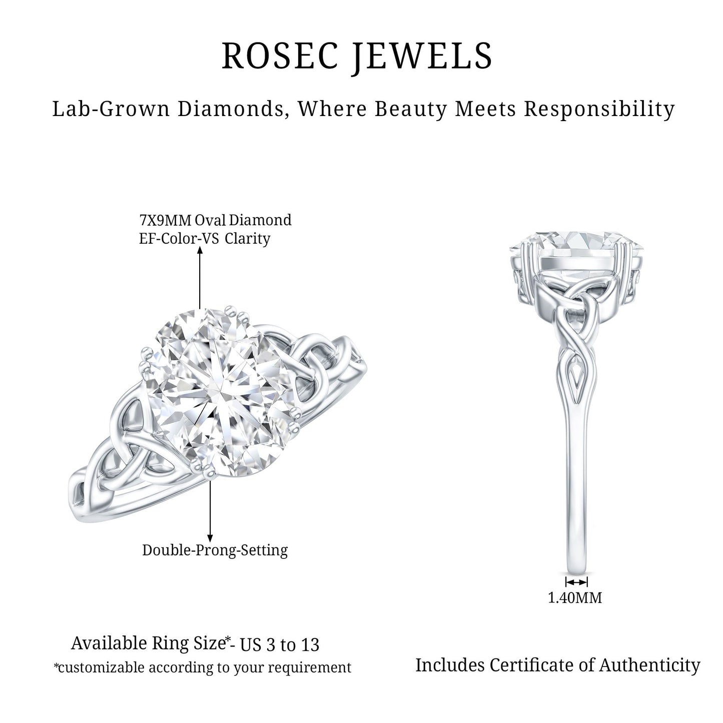 Women Lab Grown Diamond Celtic Knot Engagement Ring