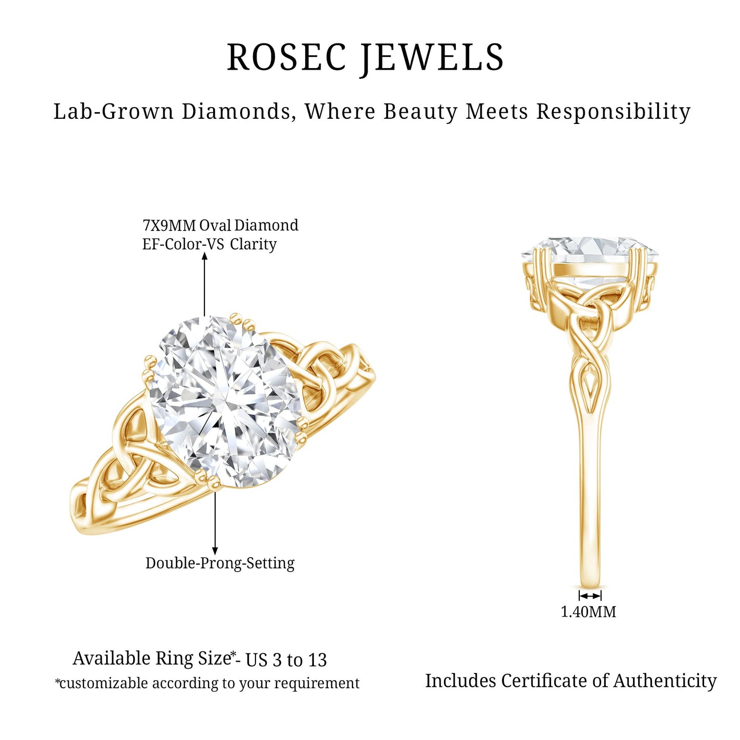 Women Lab Grown Diamond Celtic Knot Engagement Ring