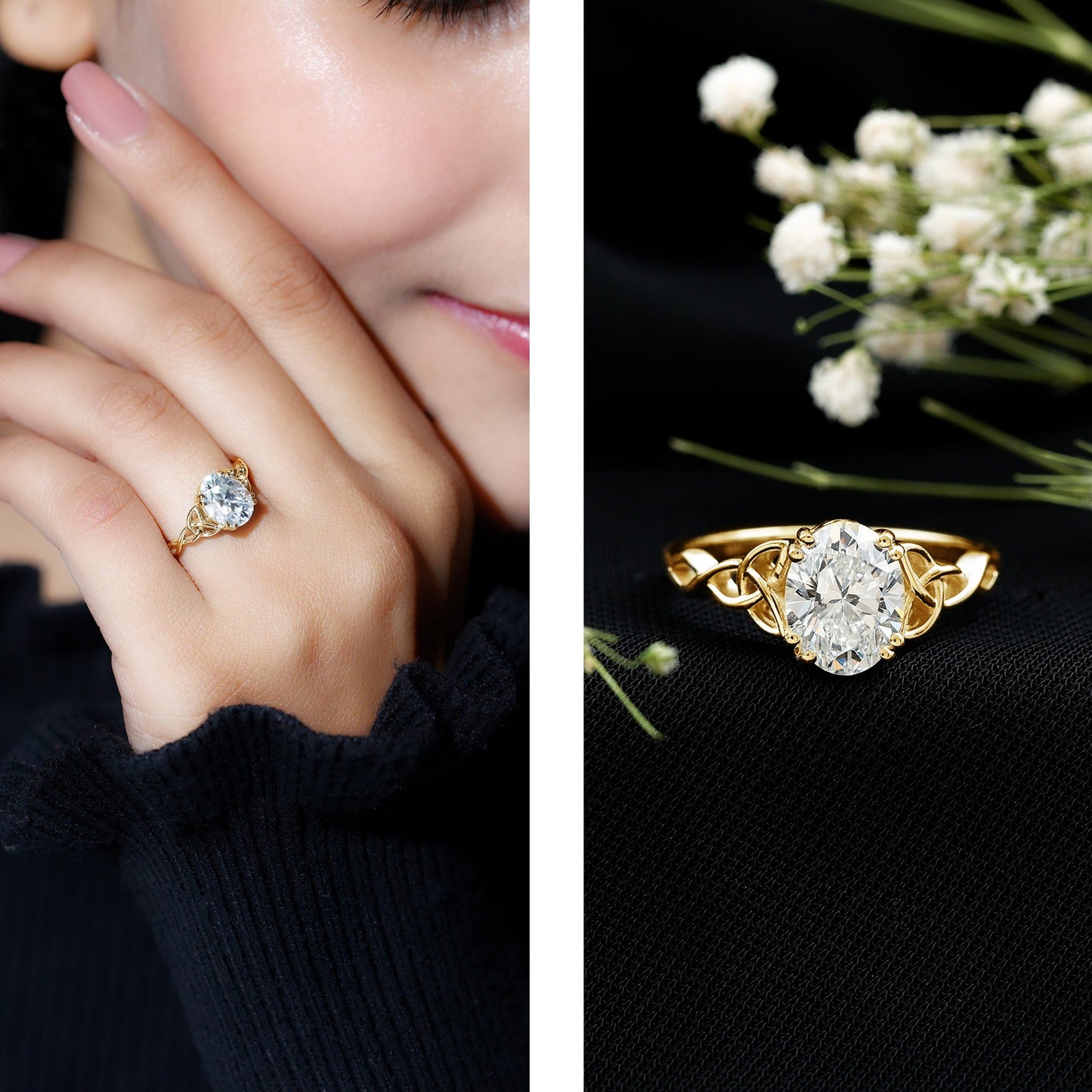 Women Lab Grown Diamond Celtic Knot Engagement Ring