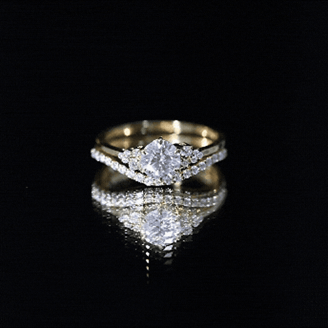 Certified Diamond Bridal Ring Set with Curved Band