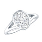 Bezel Set Oval Lab Created Diamond Solitaire Ring For Women