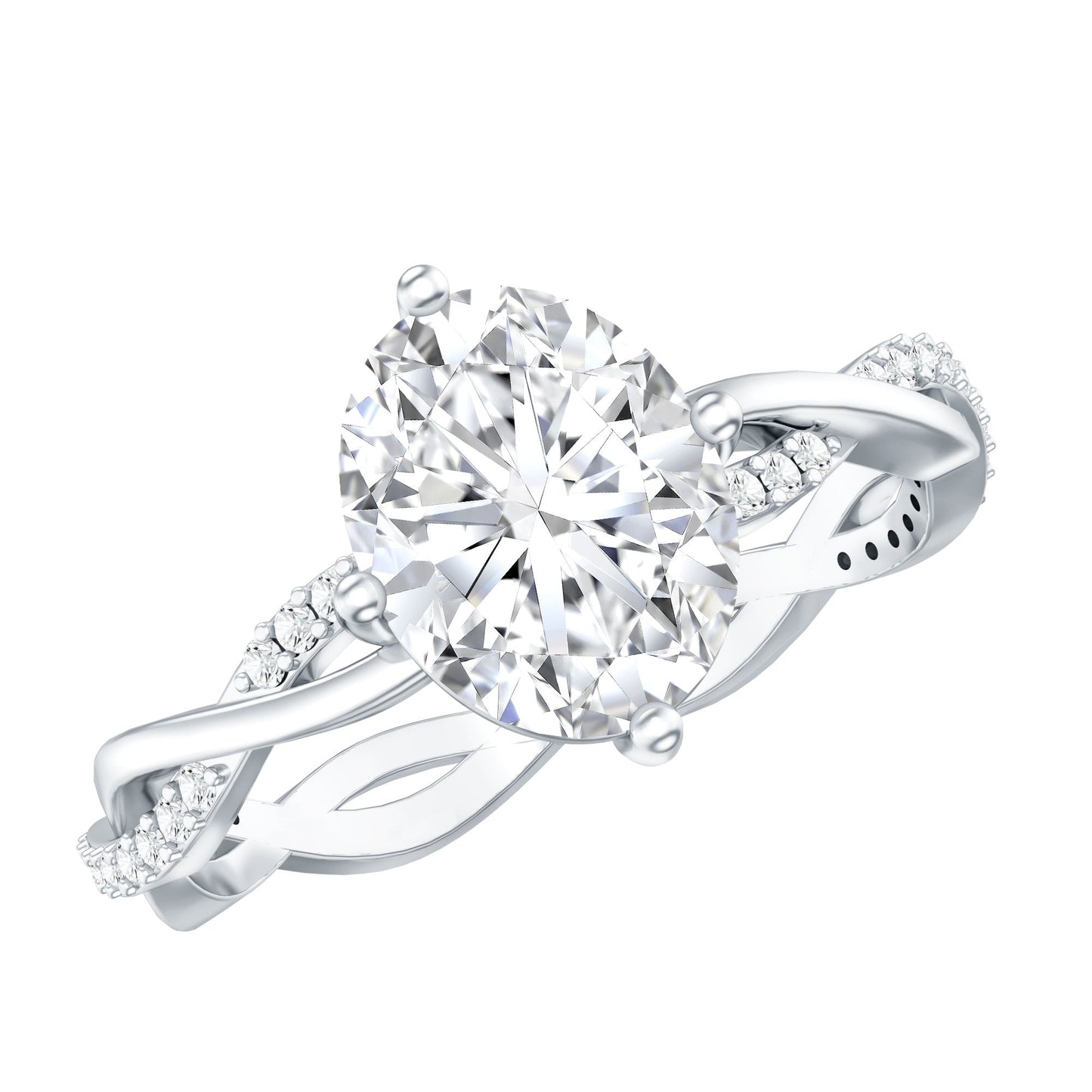 Lab Grown Diamond Oval Engagement Ring With Braided Style Band