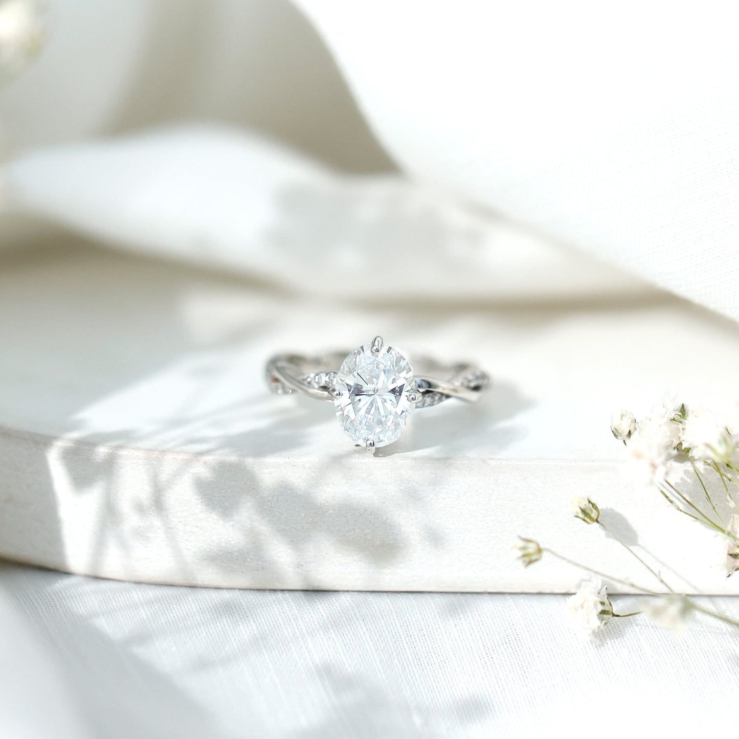 Lab Grown Diamond Oval Engagement Ring With Braided Style Band