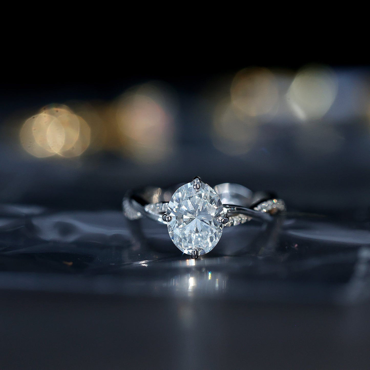 Lab Grown Diamond Oval Engagement Ring With Braided Style Band