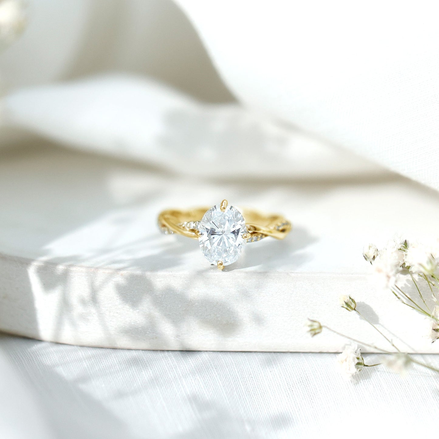 Lab Grown Diamond Oval Engagement Ring With Braided Style Band