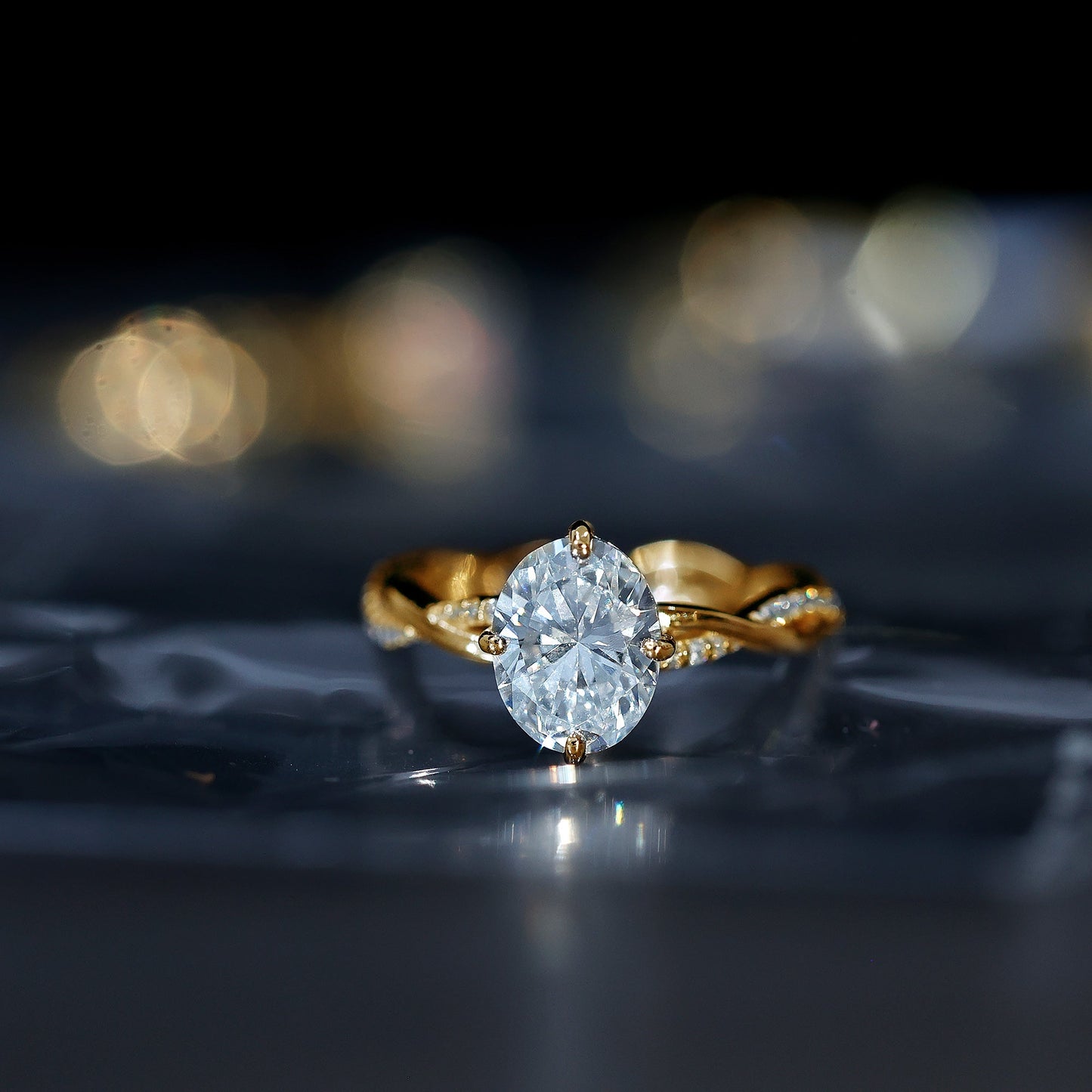Lab Grown Diamond Oval Engagement Ring With Braided Style Band