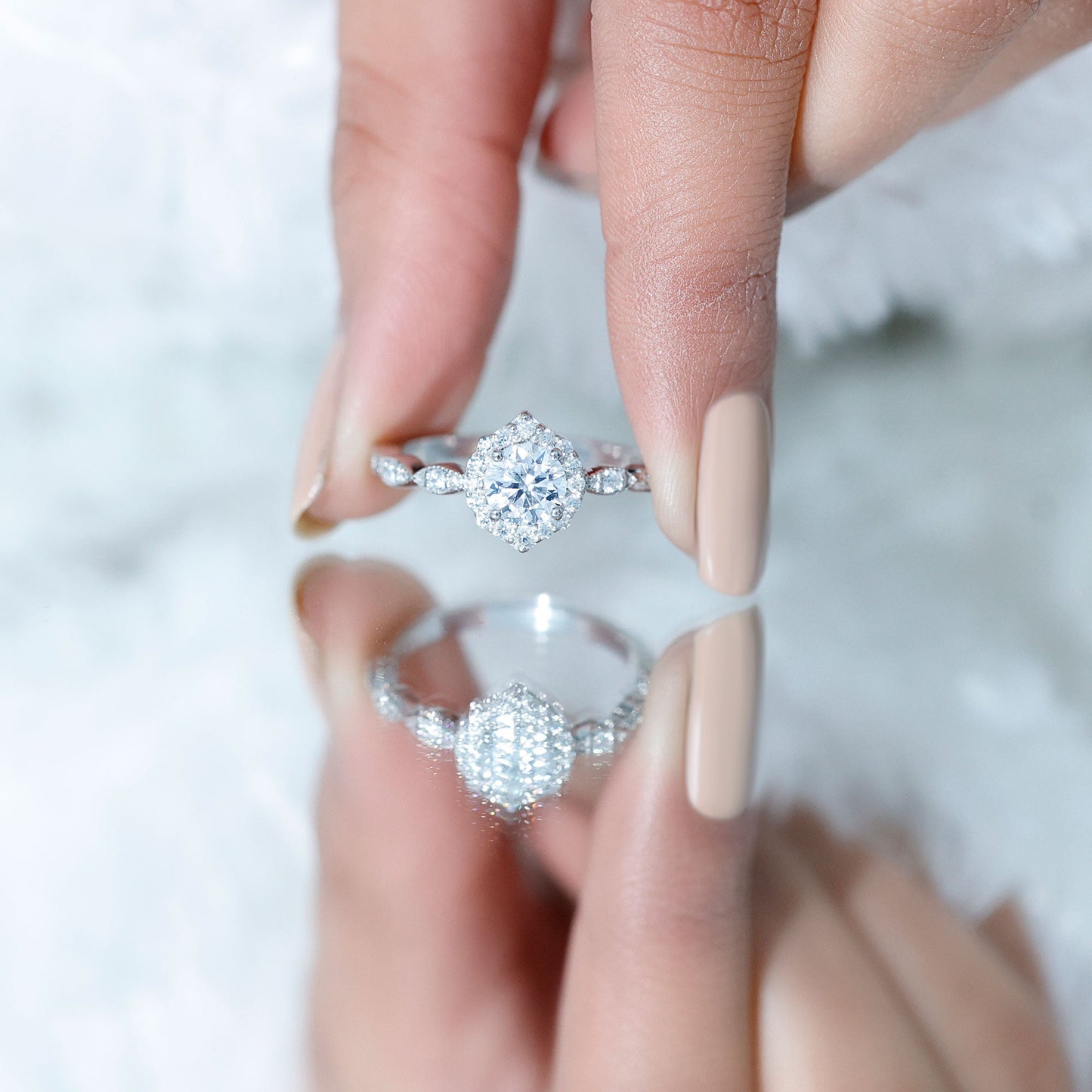 Brilliant Cut Lab Grown Diamond Vintage Solitaire Ring