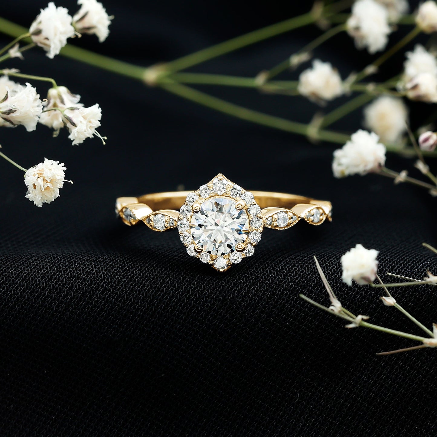 Brilliant Cut Lab Grown Diamond Vintage Solitaire Ring