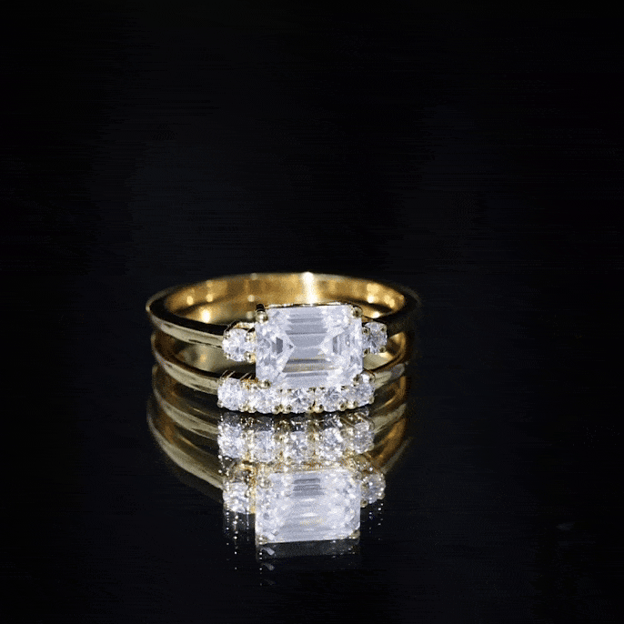 Lab Diamond Emerald Cut Engagement Ring With Band