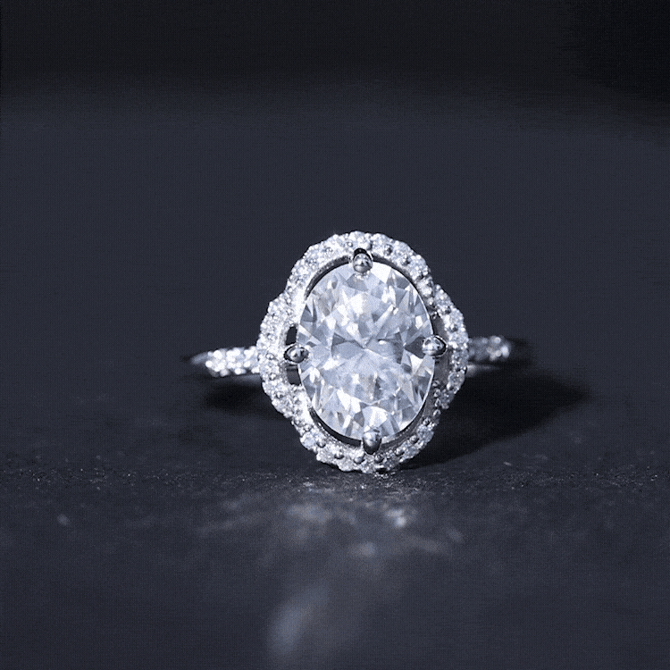 Brilliant Cut Oval Lab Grown Diamond Halo Engagement Ring