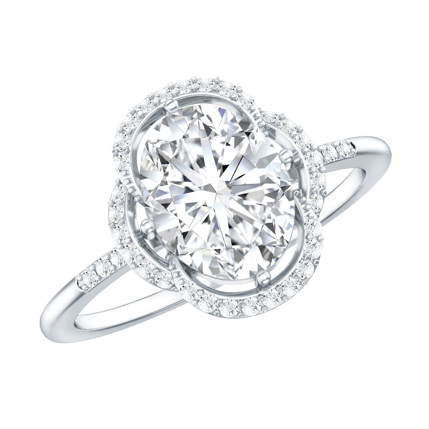 Brilliant Cut Oval Lab Grown Diamond Halo Engagement Ring