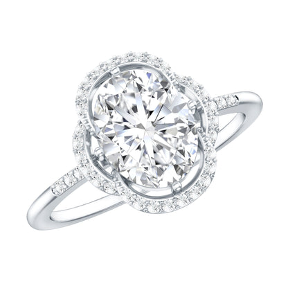 Brilliant Cut Oval Lab Grown Diamond Halo Engagement Ring