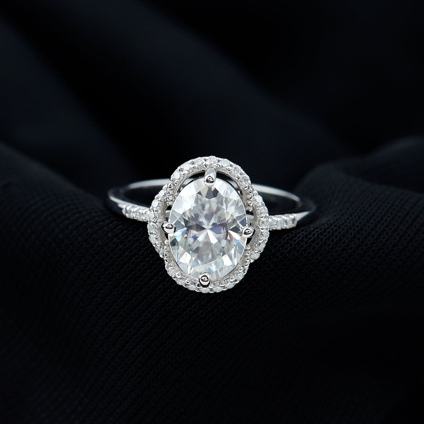 Brilliant Cut Oval Lab Grown Diamond Halo Engagement Ring