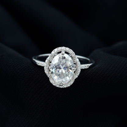 Brilliant Cut Oval Lab Grown Diamond Halo Engagement Ring