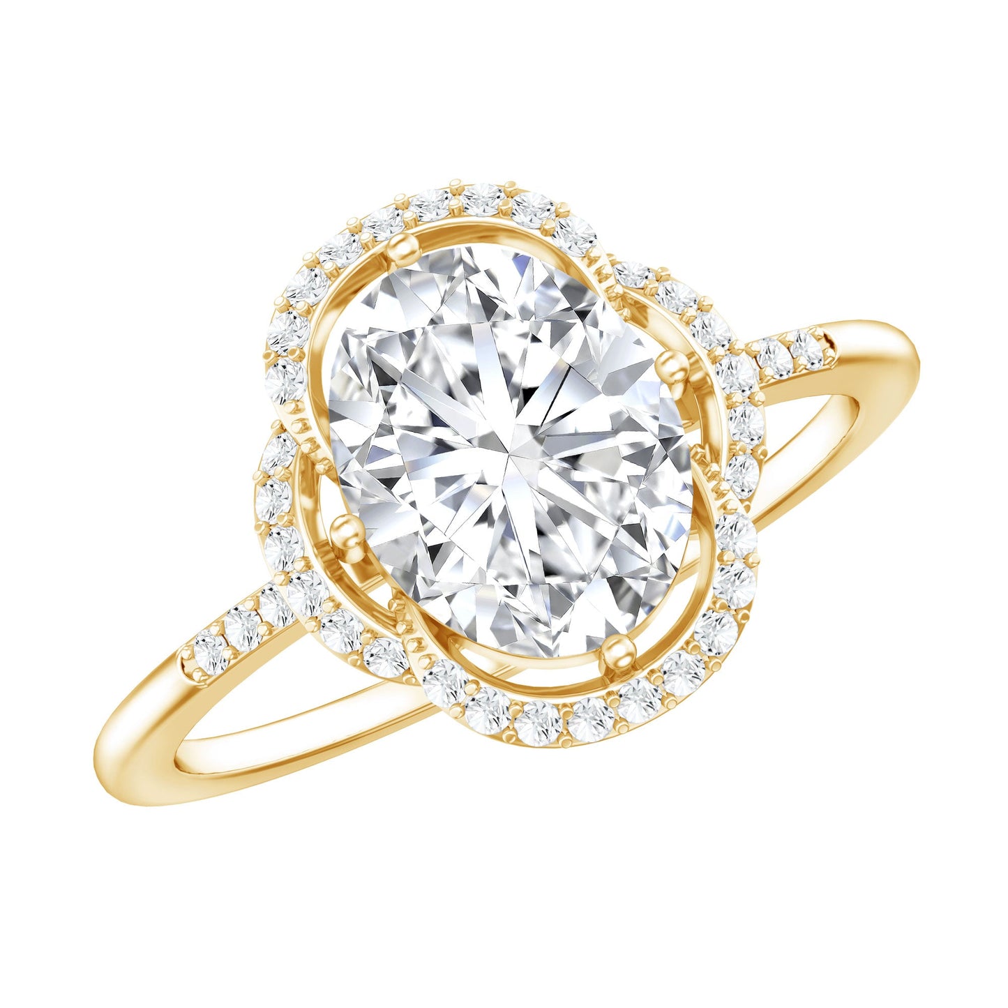 Brilliant Cut Oval Lab Grown Diamond Halo Engagement Ring
