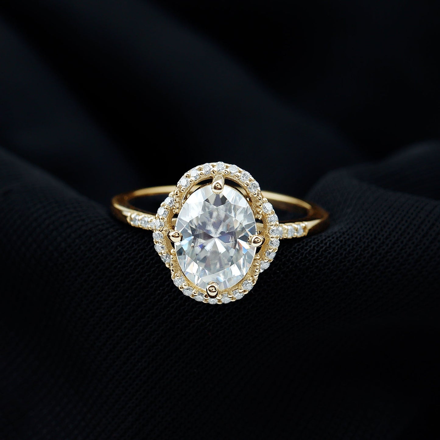 Brilliant Cut Oval Lab Grown Diamond Halo Engagement Ring