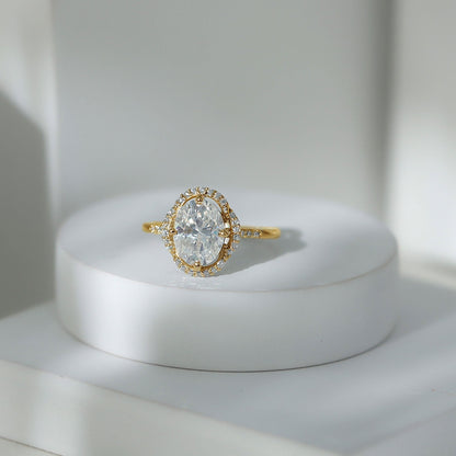 Brilliant Cut Oval Lab Grown Diamond Halo Engagement Ring