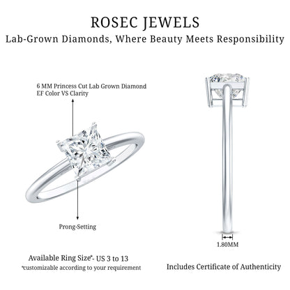 1.2 Carat Certified Lab Grown Diamond Square Cut Engagement Ring