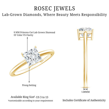 1.2 Carat Certified Lab Grown Diamond Square Cut Engagement Ring