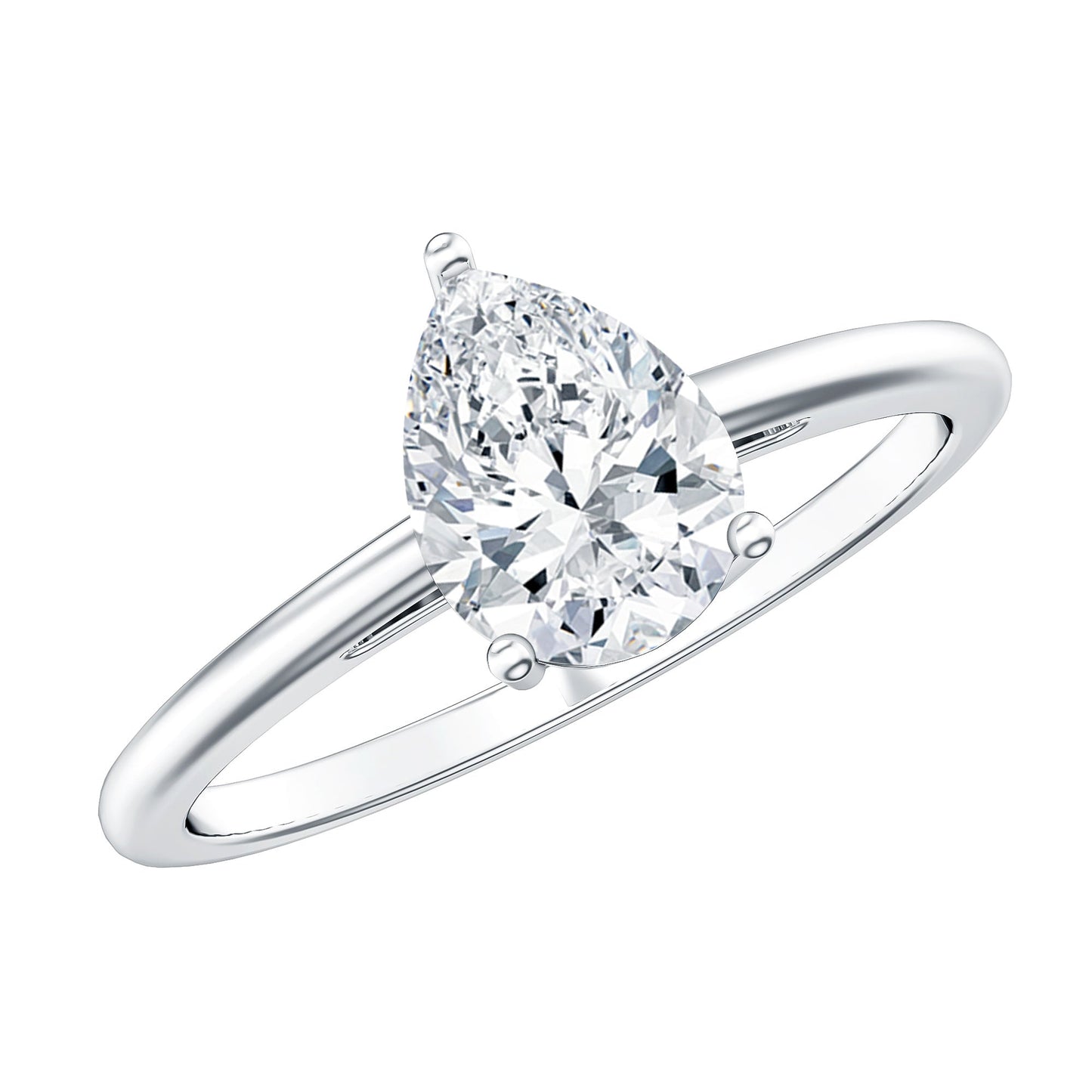 Single Stone Lab Grown Diamond Pear Engagement Ring