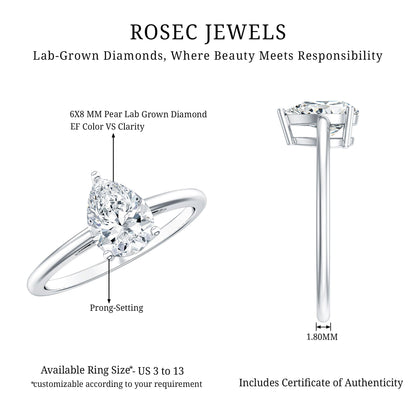 Single Stone Lab Grown Diamond Pear Engagement Ring
