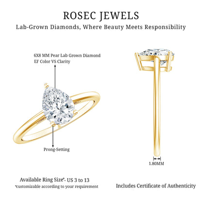 Single Stone Lab Grown Diamond Pear Engagement Ring
