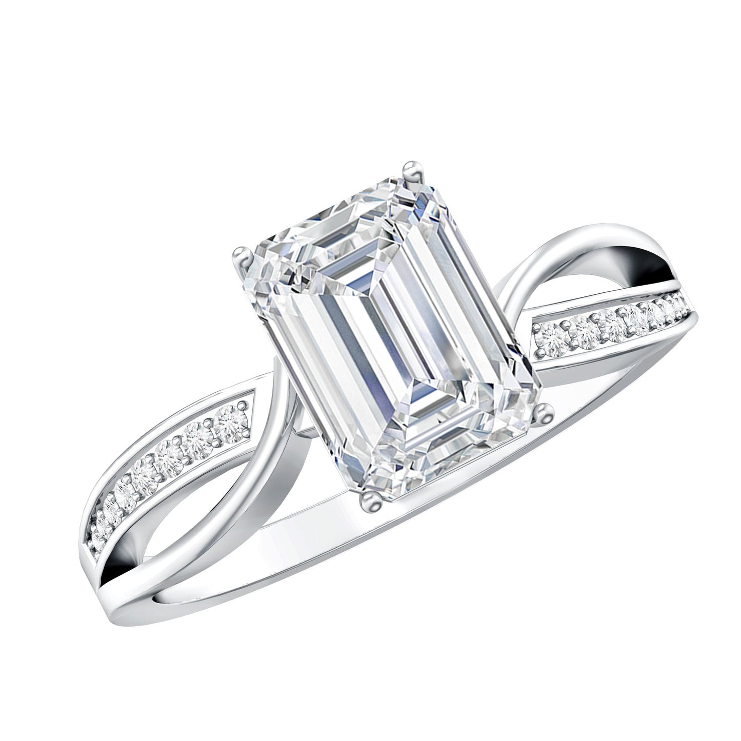 Certified Emerald Cut Diamond Infinity Engagement Ring