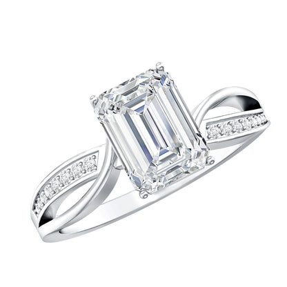 Certified Emerald Cut Diamond Infinity Engagement Ring