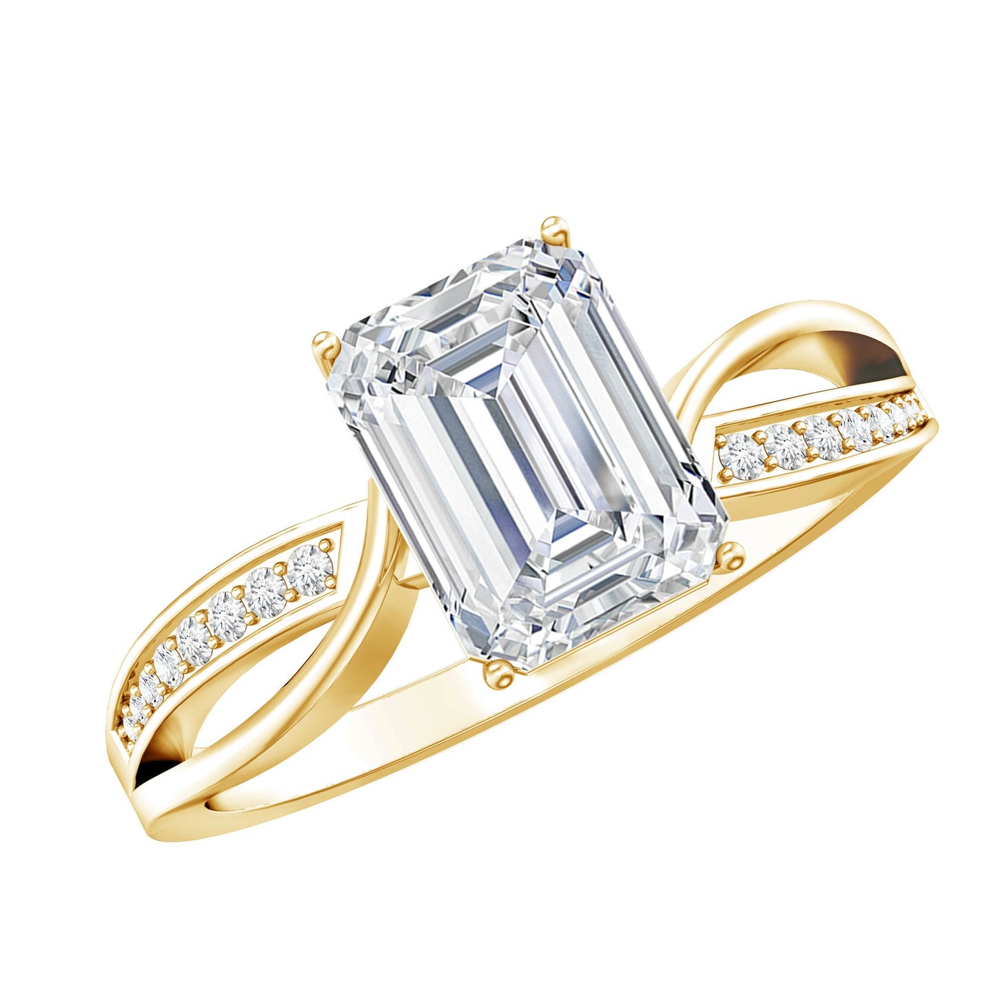 Certified Emerald Cut Diamond Infinity Engagement Ring