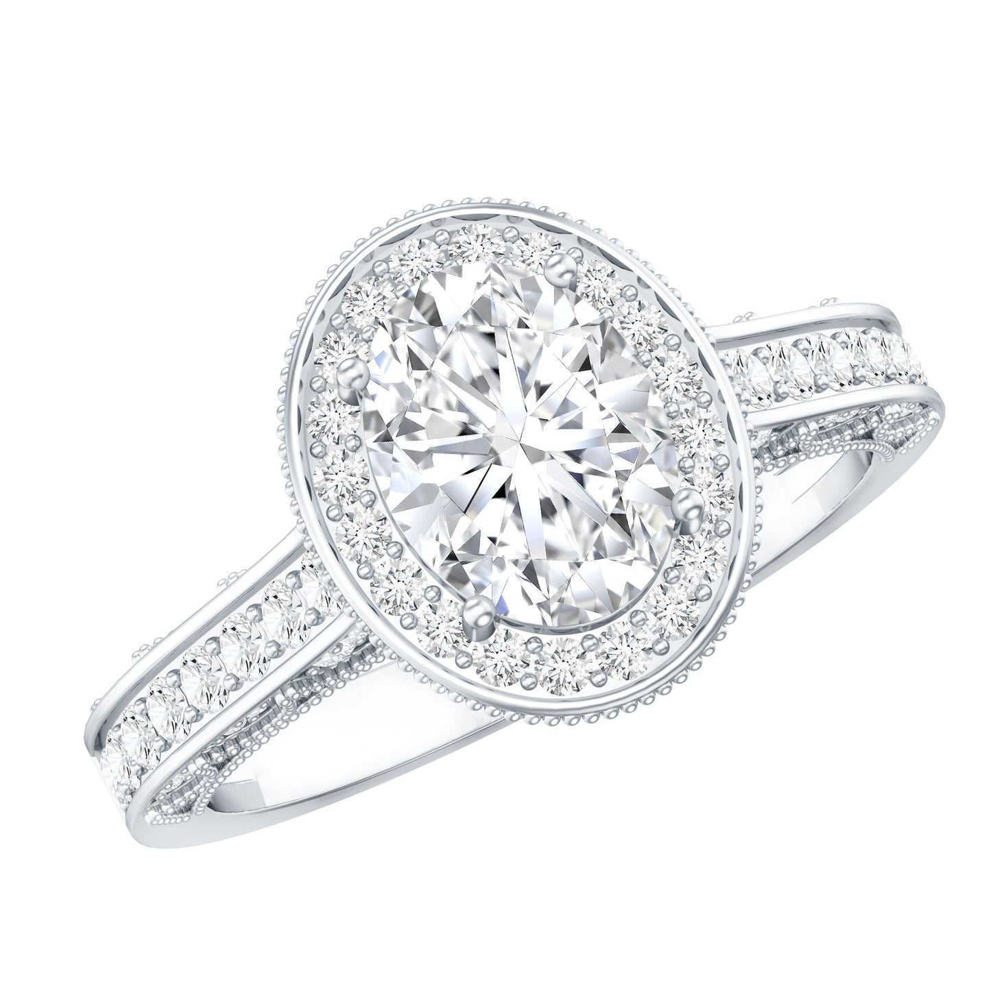 1.2 Carat Oval Lab Grown Diamond Halo Engagement Ring