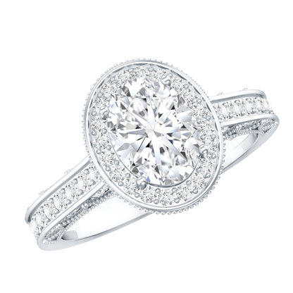 1.2 Carat Oval Lab Grown Diamond Halo Engagement Ring