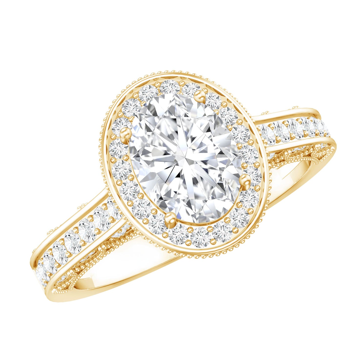 1.2 Carat Oval Lab Grown Diamond Halo Engagement Ring