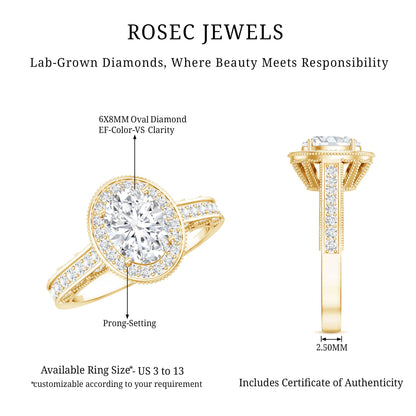 1.2 Carat Oval Lab Grown Diamond Halo Engagement Ring