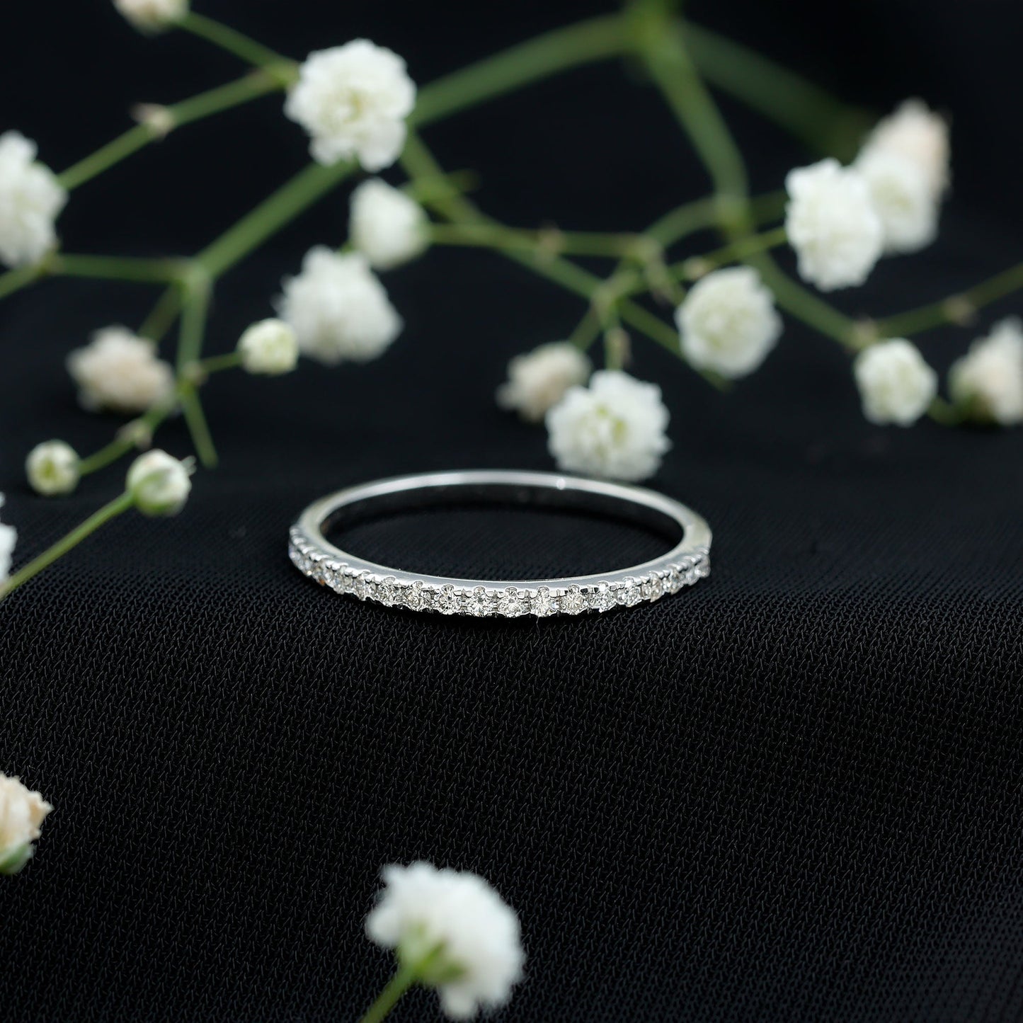 Lab Created Diamond Simple Eternity Ring in Pave Setting