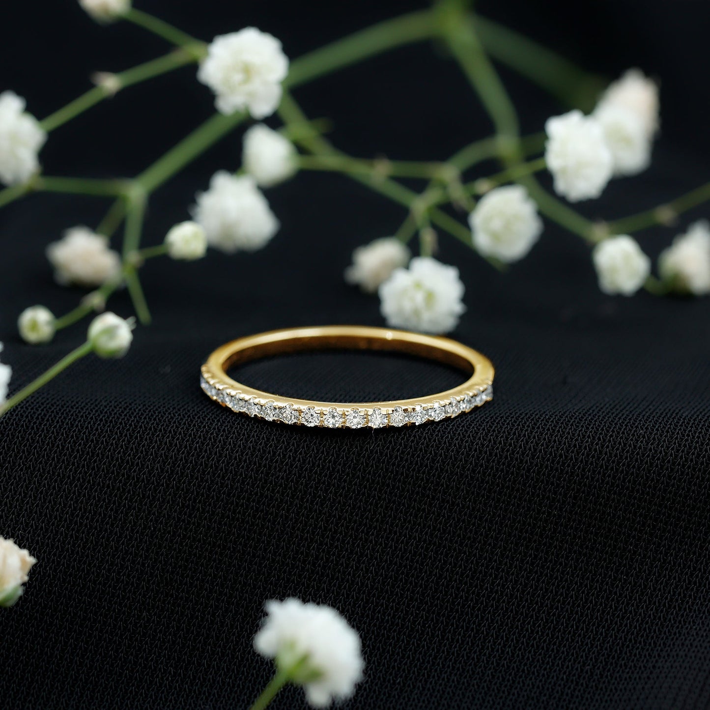 Lab Created Diamond Simple Eternity Ring in Pave Setting