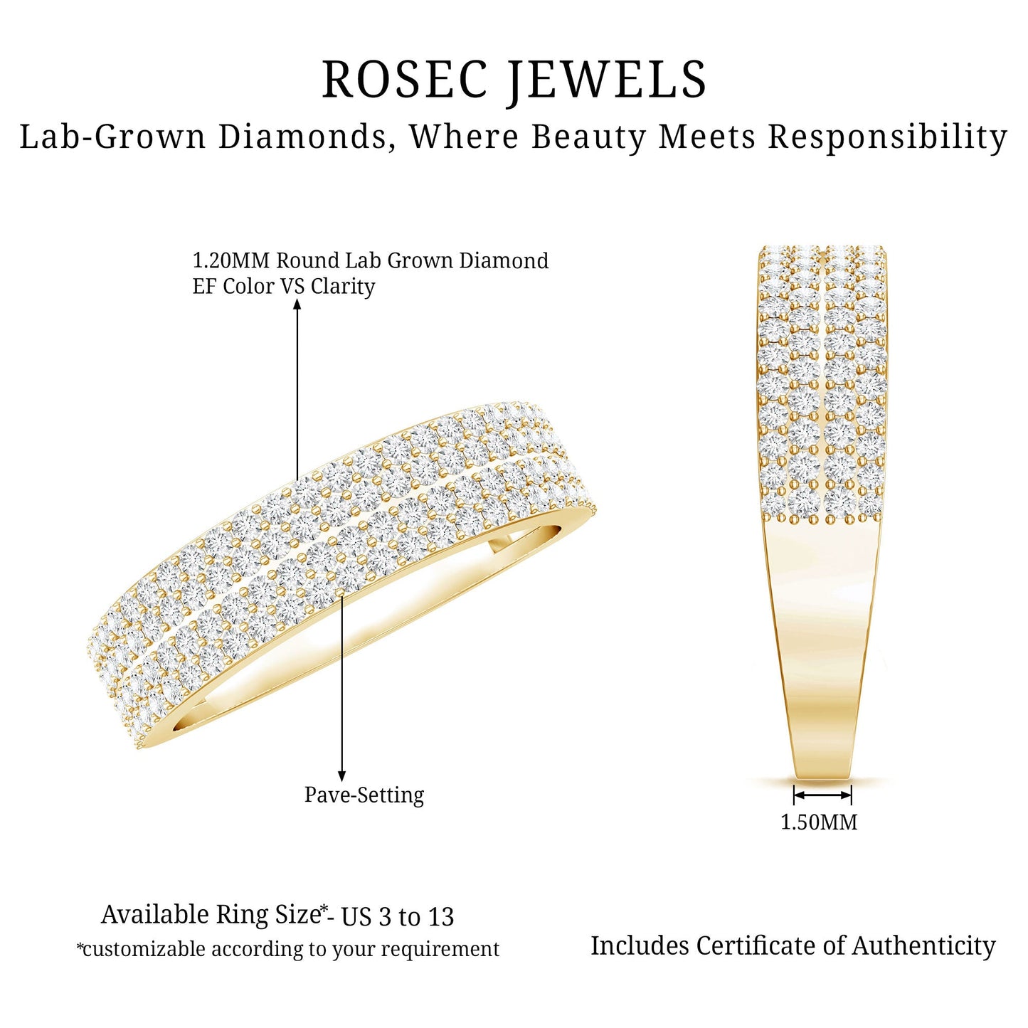 Brilliant Cut Lab Grown Diamond Classic Wedding Band Ring