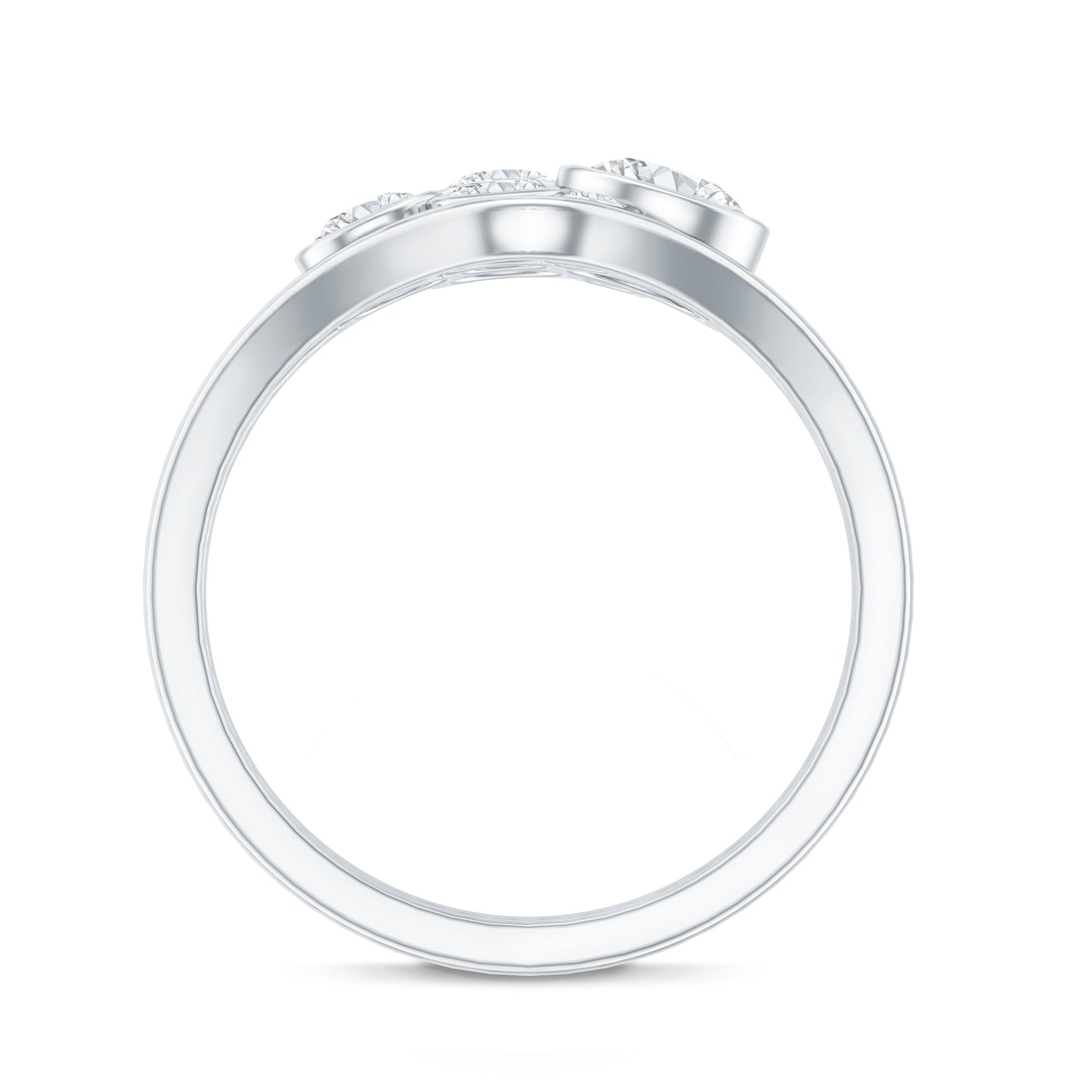 Bezel Set Lab Created Diamond Cluster Wedding Ring Set