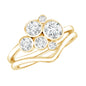 Bezel Set Lab Created Diamond Cluster Wedding Ring Set