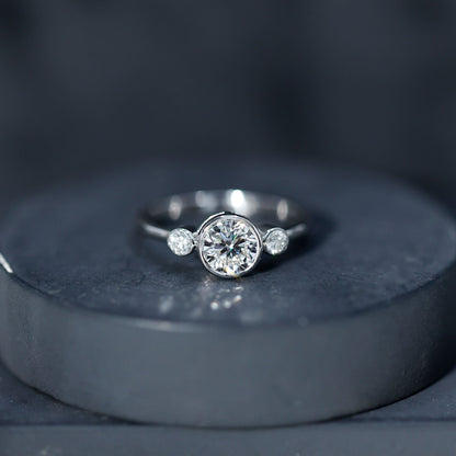 Lab Created Diamond Bezel Set Engagement Ring for Her