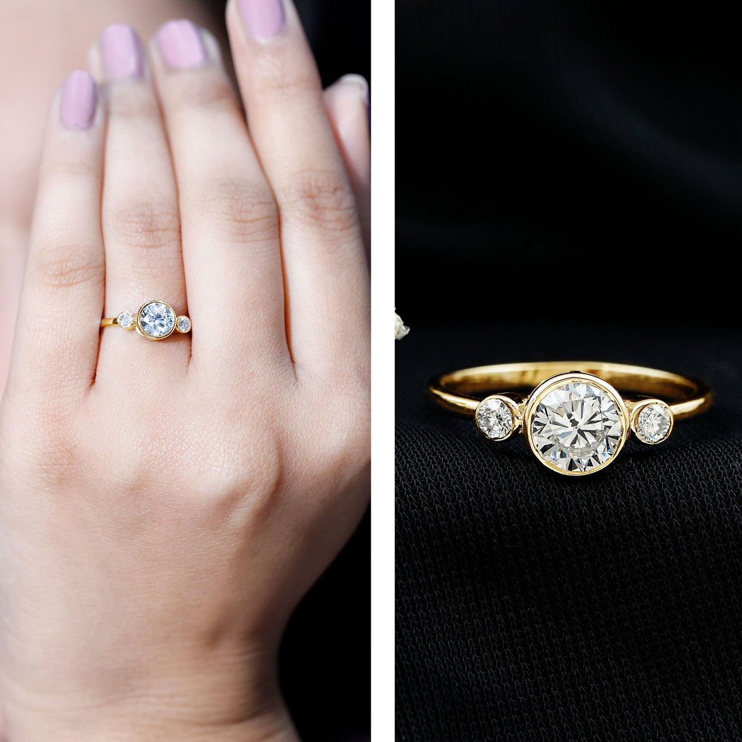 Lab Created Diamond Bezel Set Engagement Ring for Her
