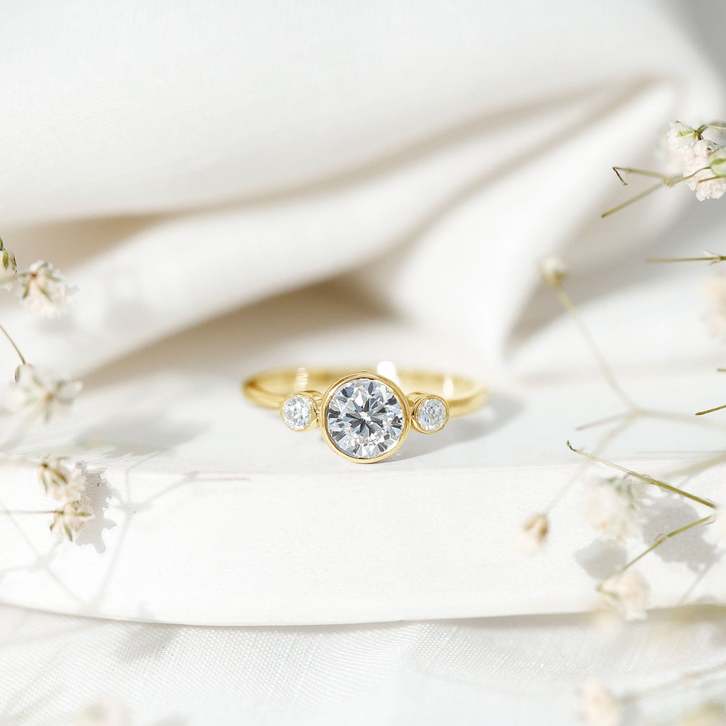 Lab Created Diamond Bezel Set Engagement Ring for Her